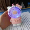 USB handheld rechargeable Anime Hello Kitty mini fan Cute Fashion Cartoon Portable Usb Charge Fan Air Cooler Small Gift Fans. 