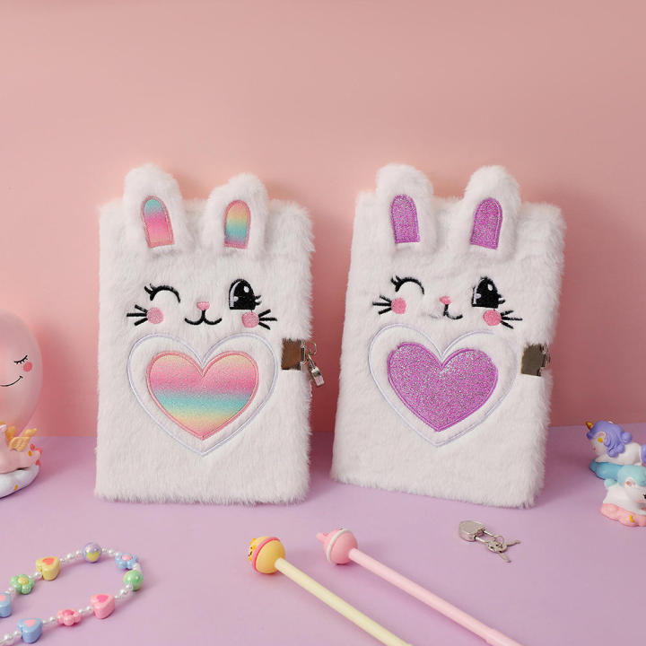 Cute Cartoon Diary Book A5 Notebook With Lock Children's Diary With Lock New Kids' Notebook Cute Plush Diary Book