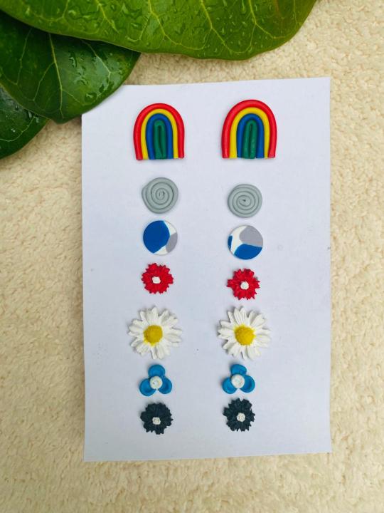 Clay Creations Studs Handcrafted polymer clay girls earrings Daraz.lk