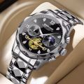 Premium Edition Stainless Steel Watch Luxury Quartz Analog Business Chain Fashion Casual Men Wrist Watches For Boys Gents Woch - White Black Blue Gold Silver PM. 