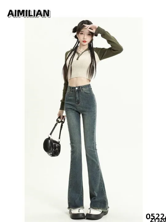 Female%20high-end%20hot%20girl%20high%20lian%20horseshoe%20body%20pants%20aimi%20spring%20and%20summer%20flared%20pants%20new%20style%20waist%20slimming%20pear%20shape%20-%20Image%204