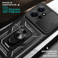 Vantime for Xiaomi Redmi Note 12 4G Case Hard Sliding Lens Protect Stand Holder Back Cover. 