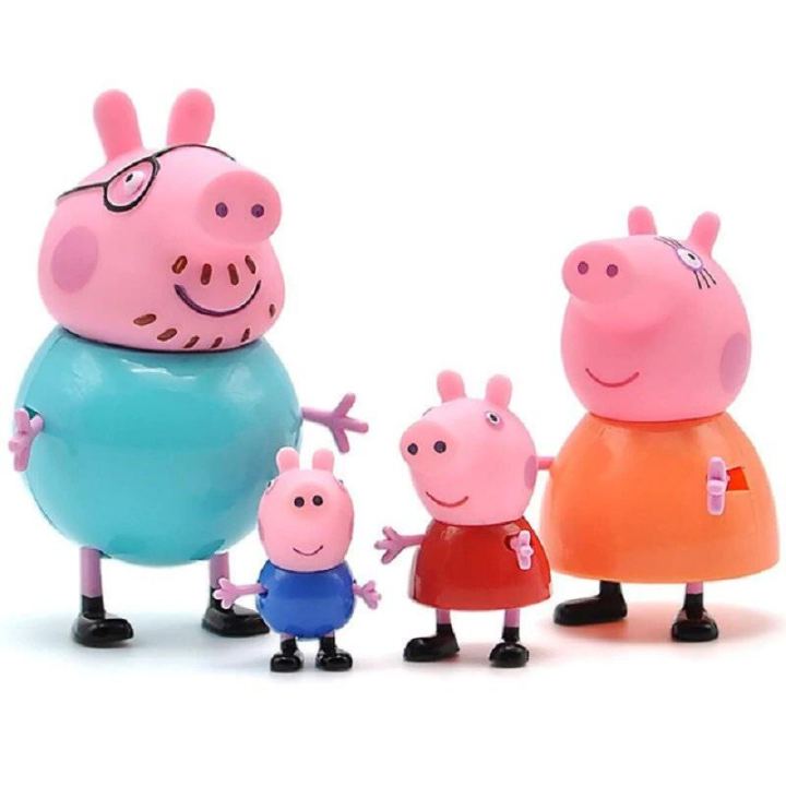 Peppa%20Pig%20Family%204/11%20Pack%20Figures%20Set%20-%20Happy%20Pig%20Cartoon%20Figures%20-%20Image%202