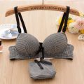 Summer Wireless Thin Bra Development Period Girl's Underwear Panties Set Junior and Senior High School Students Small Sized Bra Gather. 