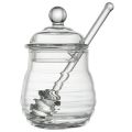 Transparent glass honey jar with lid Honey Jar with Dipper, Clear, 9 Ounces. 