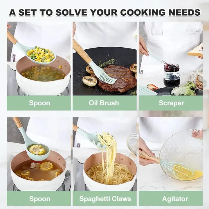 Silicone%20%20Kitchenware%20%20spoon%20%20set%20Non-Stick%20Cookware%20Utensils%20Set%20Spatula%20Shovel%20Egg%20Beaters%20Wooden%20Handle%20Cooking%20Tool%20Set%2013%20pcs%20%20Kitchen%20Spatula%20Gel%20Kitchenware%20Gadgets%20Ladle/Spoons%20Silicone%20Measuring%20Silica%20Colander%20and%20for%20Utensil%20Brush%20Spoon%20Heat%20-%20Image%206