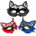 【HUT】 Sexy Leather Cat Mask Women Masquerade Mask Women Girls Sexy Lace Black Cat Eye Mask For Cosplay Christmas Halloween Party. 