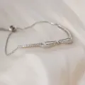 Real 925 Sterling Silver Bowknot Bracelet for Women Shiny Zircon Tennis Hard Bracelet Homme Wedding Party Jewelry Gifts. 