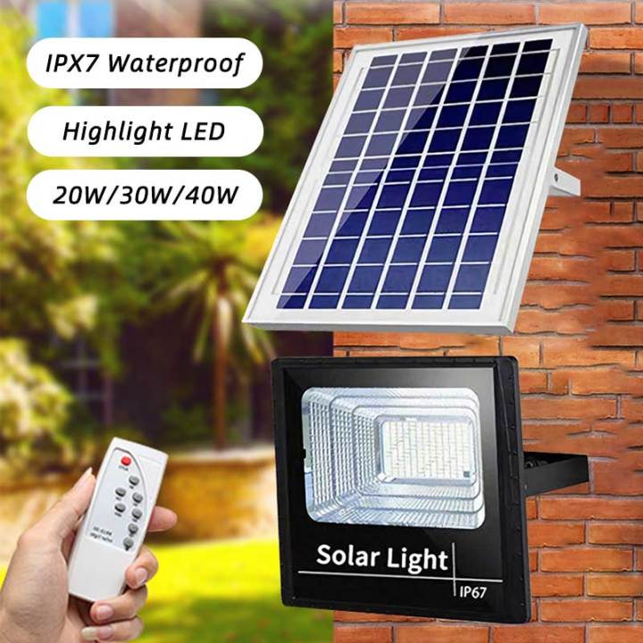 Solar Powered Flood Ligh IP67 Waterproof LED Solar Light Outdoor Rem-ote Control Wall Solar Lamp Garden Lighting Street Lamp