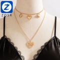 【ZOSR】Bohemian Moon Pendant Necklace for Women Charms Star Shiny Crystal Stone Multi-layer Geometry Party Jewelry Collar. 