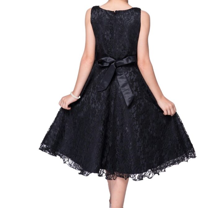 Kids plain party frock black