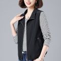 [ with Breathable Mesh ] Middle-Aged Mom Wear Spring and Summer Short Vest Women's Casual Western Style Waistcoat Outer Vest Vest. 