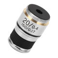 Microscope Lens Brass Aluminum Alloy RMS Interface 20X Microscope Objective Lens for Observation. 