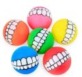Pet Dog Squeaky Ball Play Toy Funny Smile Teeth Face Design Dog Toys for Small Medium Large Cleaning Tooth Dogs Cat Puppy Outdoor Balls Fetching Training Molar Bite Chew Squeak Sound Interactive Silicon Rubber PVC Tool Supplies. 