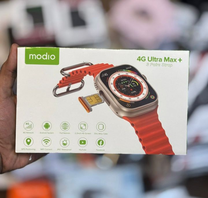 2024 Sim Insert Modio Smart watch 4G ultra Max + 2.2 inch HD Display Smart watch 3 pair strap 6gb+64Gb