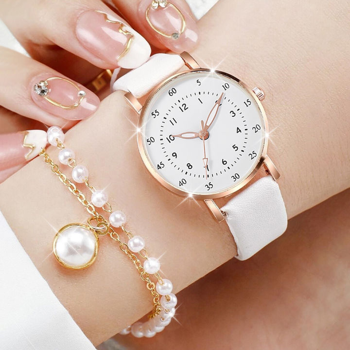 4PCS/Set%20Fashion%20Women%20Watches%20Pearls%20Jewelry%20Set%20Female%20Small%20Arabic%20Dial%20Leather%20Band%20Quartz%20Watch%20Clock%EF%BC%88Without%20Box%EF%BC%89%20-%20Image%204