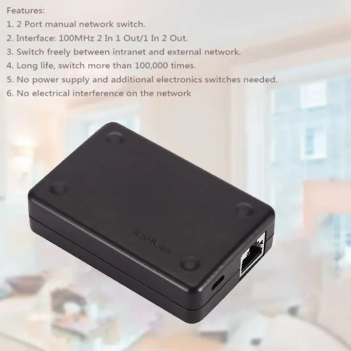 2 Port Rj45 Lan Network Switch Hub Computer Ethernet Internet Converter Adapter Mini Size Practical Network Switch