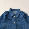 New Autumn Children Fashion denim coats girl baby Ruffle Long sleeve casual tops Kid Cotton solid simple jacket Infant Costume. 