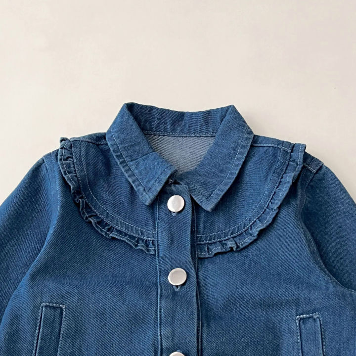 New%20Autumn%20Children%20Fashion%20denim%20coats%20girl%20baby%20Ruffle%20Long%20sleeve%20casual%20tops%20Kid%20Cotton%20solid%20simple%20jacket%20Infant%20Costume%20-%20Image%203