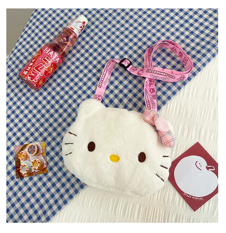 20cm Hello Kitty Bag Cute Anime Sanrio Plush Mini Backpack Kawaii