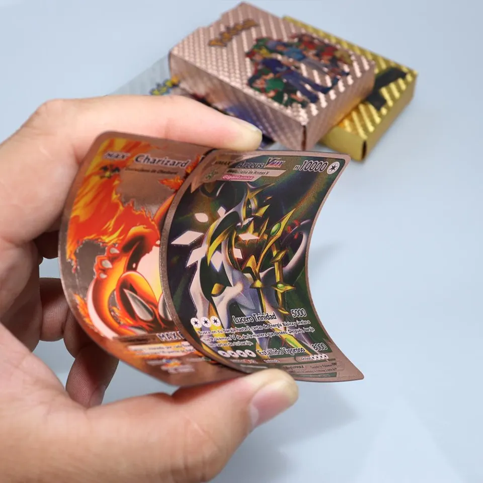 pokemon cards golden Pokemon Rose Gold Foil Cards Box Imitation Metal  10000HP Arceus Charizard Pikachu Mewtwo Vstar Vmax GX Silver Black Trainer  CardParty Games Crafts | Daraz.lk
