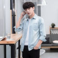 New Denim Shirt Long Sleeve Slim Korean Style Summer Shirt for Boys 2024 Spring Thin Coat Trendy Men's Top. 
