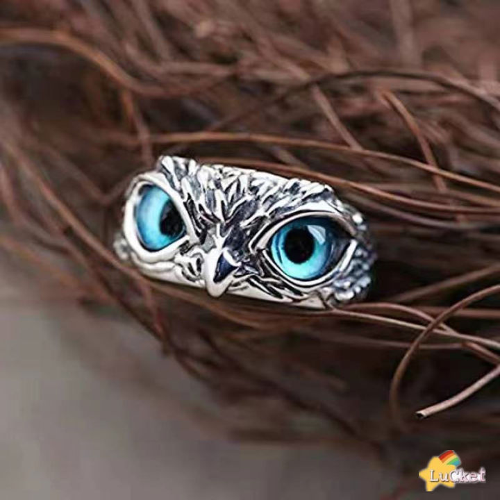 【LUCKET】Retro animal owl ring hip hop engraving pattern men and women design LK