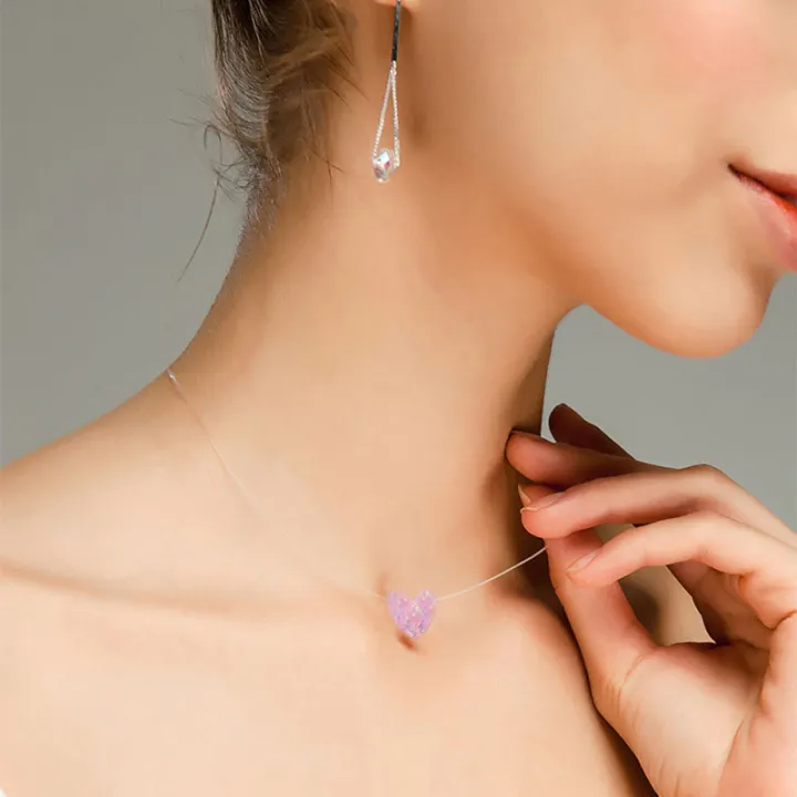 Female%20Transparent%20Fishing%20Line%20Necklace%20Invisible%20Chain%20Small%20Love%20Necklace%20Women%20Resin%20Heart%20Choker%20Necklace%20Collier%20Femme%20-%20Image%205