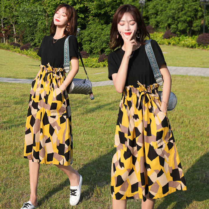 Women's%20Summer%20Dress2023New%20Korean%20Style%20Trendy%20Stitching%20Two-Piece%20Waist%20Slimming%20Mid-Length%20Temperament%20Dress%20-%20Image%203