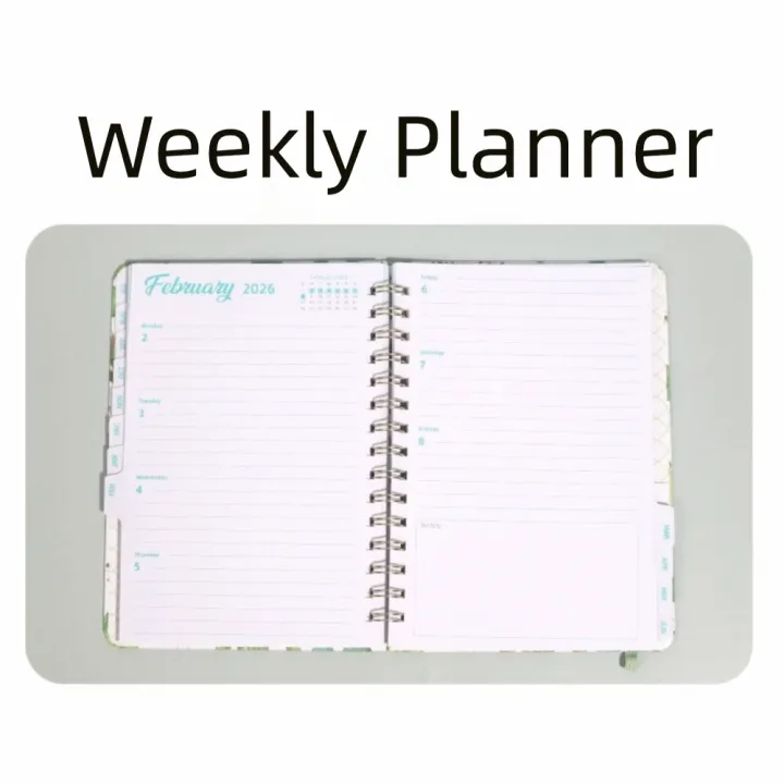 365 Days Index Tags 2026 Planner Notebook Spiral Binding Simple Design ...