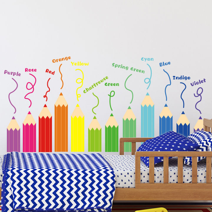 Cartoon%20Rainbow%20Crayon%20Wall%20Stickers%20Kids%20Room%20Bedroom%20Background%20Decoration%20Wallpaper%20Home%20Decor%20Self%20Adhesive%20Nursery%20Decals%20-%20Image%203