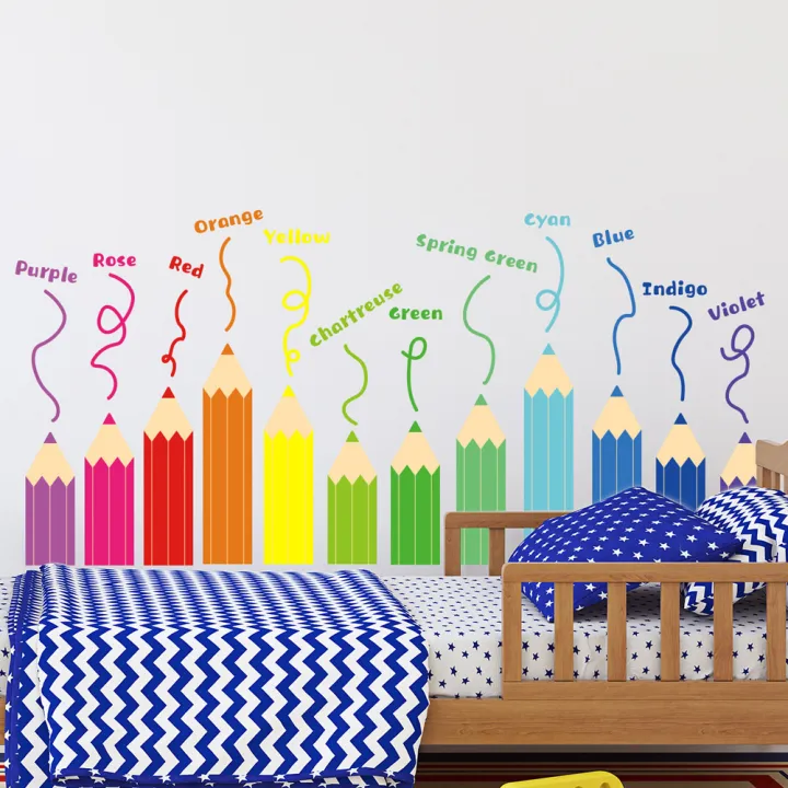 Cartoon%20Rainbow%20Crayon%20Wall%20Stickers%20Kids%20Room%20Bedroom%20Background%20Decoration%20Wallpaper%20Home%20Decor%20Self%20Adhesive%20Nursery%20Decals%20-%20Image%203