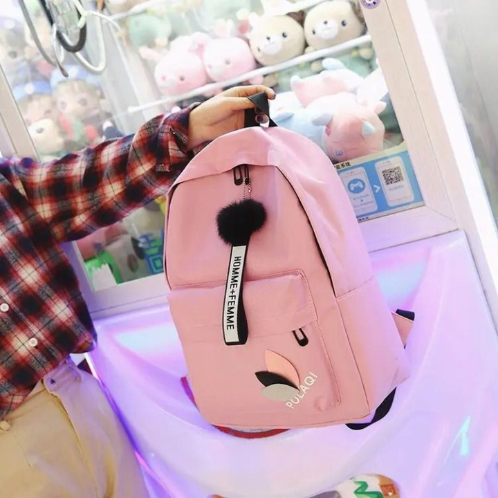 Random Color - Korean Style Women Backpack Solid Color Female Multi-pocket Casual Woman's Travel Bag High Quality Schoolbag for Teenage Girl Book