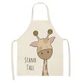 【HOT】 Kitchen Cooking Apron Animal Print Aprons For Lion Elk Bear Fox Women Sleeveless Biking Bibs Pinafores Children Apron Home Bib. 