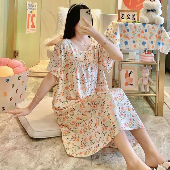 Artificial%20Cotton%20Nightdress%20Women's%20Summer%20Dress%202024%20New%20Pajamas%20Artificial%20Cotton%20Pregnant%20Women%20Outwear%20Pajamas%20Long%20-%20Image%209
