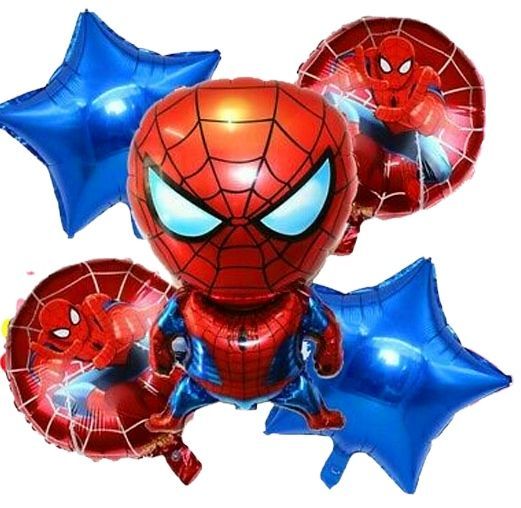 5 Pcs Foil Ballons Spider Man  Birthday Party Decorations