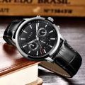 Stainless Steel / Leather Band Luxury Men Watch Quartz Analog Business Chain Casual Wrist Dial LIGEx Watches For Boys Gents Blue Black Brown White High-Five LK. 