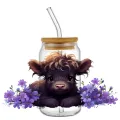 Highland Cattle Decal Transfer Sticker UV DTF DIY for 16oz Glass Cup Can Wraps Easy To Use Custom Cow Mugs Gift Decals. 
