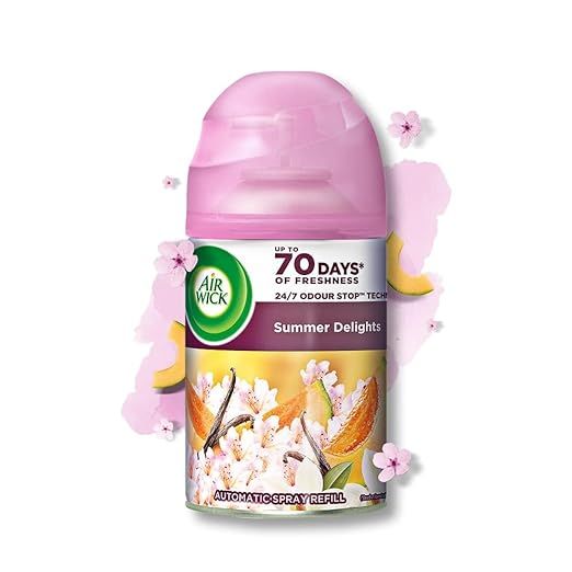 Air Wick Vanilla Freshmatic Automatic Air Freshener Refill, Summer Delights -250 ml | 2600 Sprays Guaranteed | Automatic Room Freshener, Bathroom Freshener and Room Spray FROM (INDIA) SAM