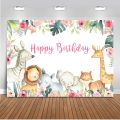 Safari Theme Backdrop Jungle Birthday Photo Booth Wild One Birthday Supplies Photocall. 
