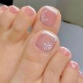 Nails foot White Tips French Nails Wearing Nail Art Pattern Removable Nail Stickers acrylic press ons 24psc for feet. 