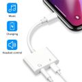 2 In 1 Audio Adapter For iPhone 11 12 Pro Max xXS Aux Jack Headset Lighting 3.5mm To Headphone Splitter Charging Earphone Cable. 