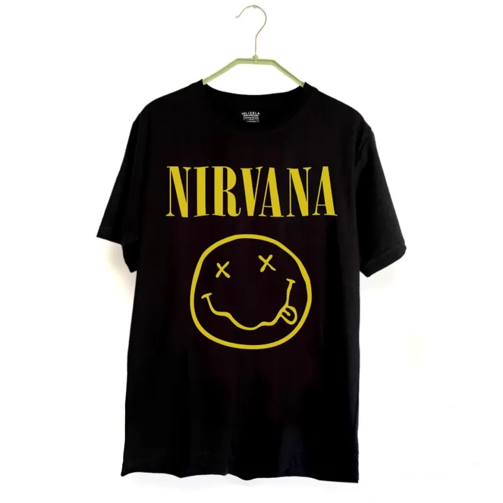 Nirvana T shirt aesthetic T shirt  Black Oversized and Slim Fit t shirt Jet Black and White Print tiktok T shirt For street style most viral T shirt in the world Cotton Black T shirt