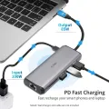 SSK SC202 8 in 1 USB C HUB Type C Multiport Adapter with 4K HDMI USB 3.0 Ports USB 2.0 Port SD/TF Card Reader PD3.0 Dock suitable for MacBook HUB. 