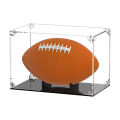 Football Display Case Acrylic Football Holder with Lid and Black Base Clear Football Boxes with Ball Holder. 