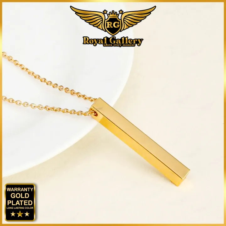 Gold Vertical Bar Pendant with Link Chain Stainless Steel Guaranteed Long Y Luxury Necklace warranty Style J-Hope Suga Women & Men Fashion Party gold plated Jewelry Unisex Ornament Gift RG-CP