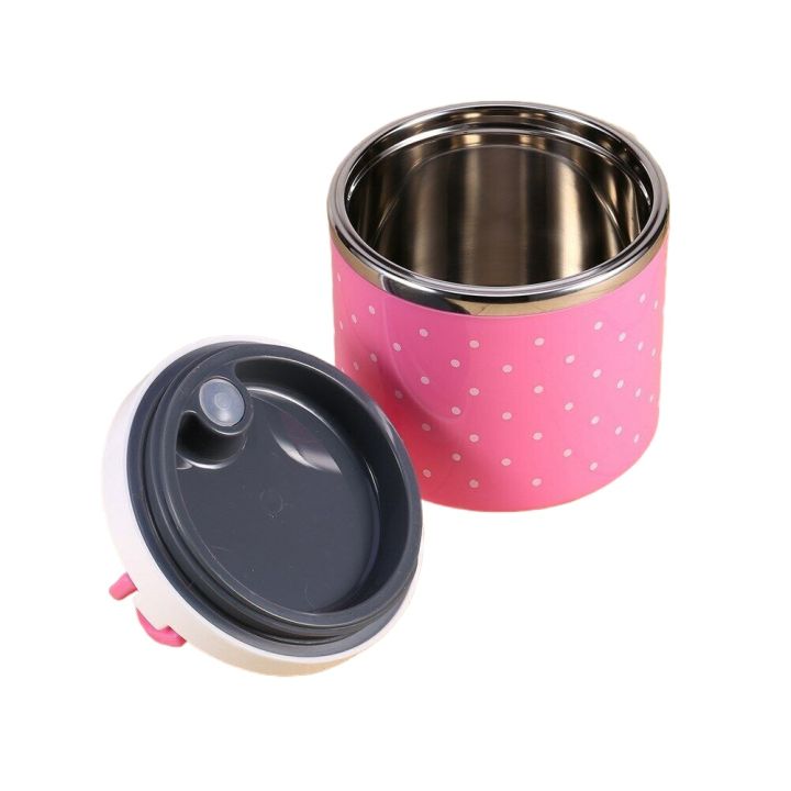 Hot Container With Handle, 1000ml Stainless Steel Food Heating Container, Food Container, Keep Warm Container, Breakfast Cup, Soup Bowl-Pink