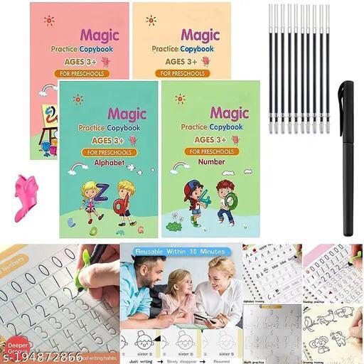 Kids%20Magic%20Writing%20Book%20Set%20-%204%20Pack%20Magical%20Copybooks%20with%20Three-Dimensional%20Groove%20Design,Reusable%20Handwriting%20Practice%20Copybook%EF%BC%8CCursive%20writing%20workbook%20for%20age%203-8%20-%20Image%202