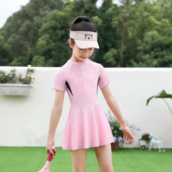 Children's%20Swimsuit%20Girls'%20New%20Middle%20and%20Big%20Children%20Korean%20Style%20Conservative%20Skirt%20Swimsuit%20Hot%20Spring%20Quick-Drying%20Split%20Swimsuit%20Girls'%20-%20Image%208