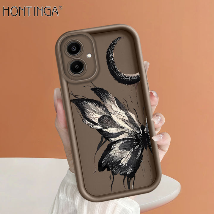Hontinga for Samsung A06 Back Cover black butterfly Pattern Ladder Soft Camera Protection Rubber Phone Case for Girls